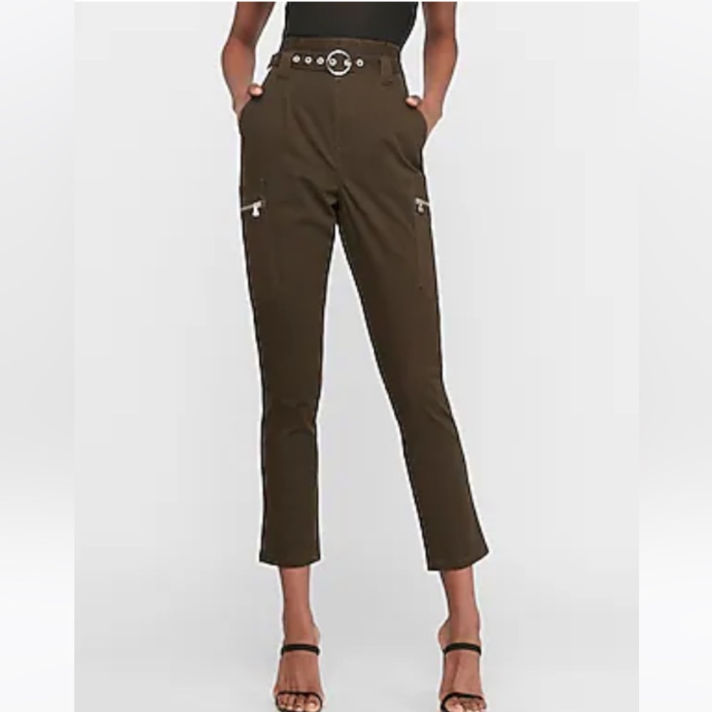 Super High Waisted Belted Cargo Pants